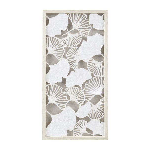 Martha Stewart Lillian Framed Rice Paper Shadow Box Gingko Leaf Wall